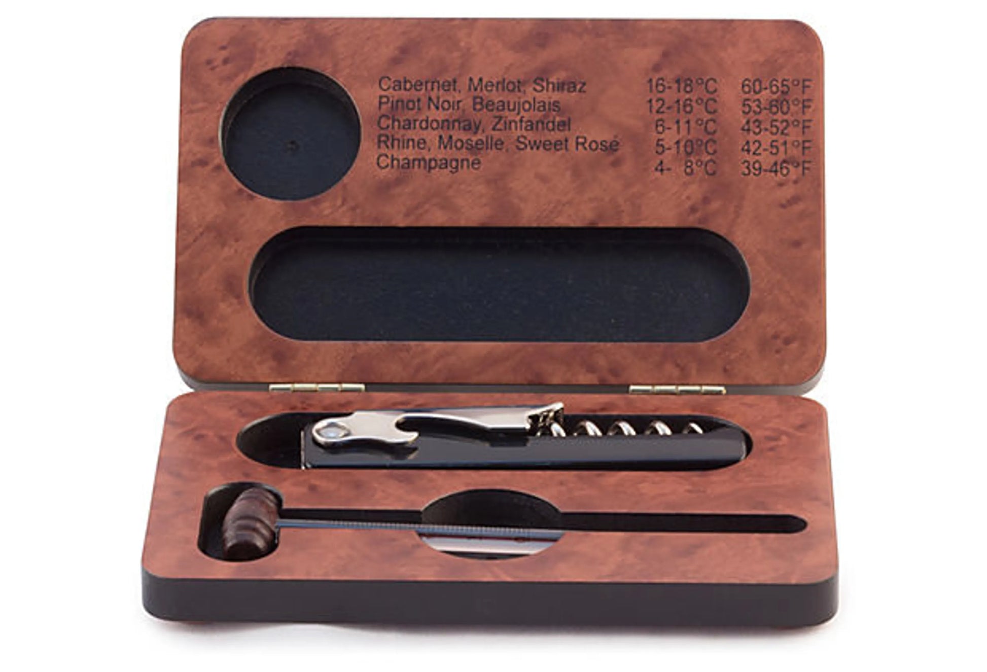 Corkscrew & Thermometer in Wood Box