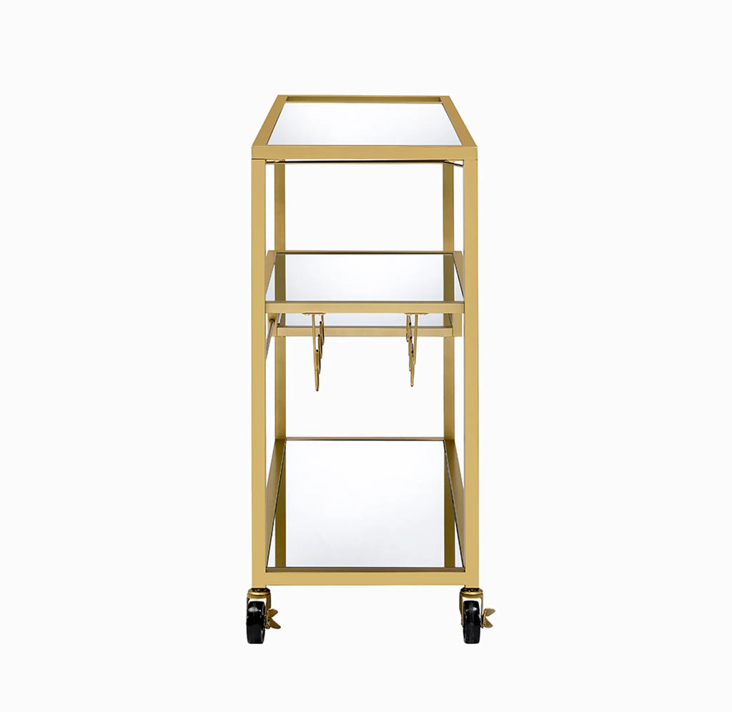 Gold And Clear Glass Serving Cart