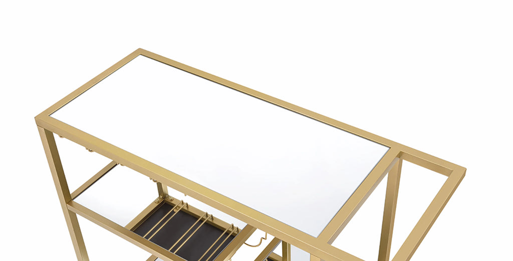 Gold And Clear Glass Serving Cart