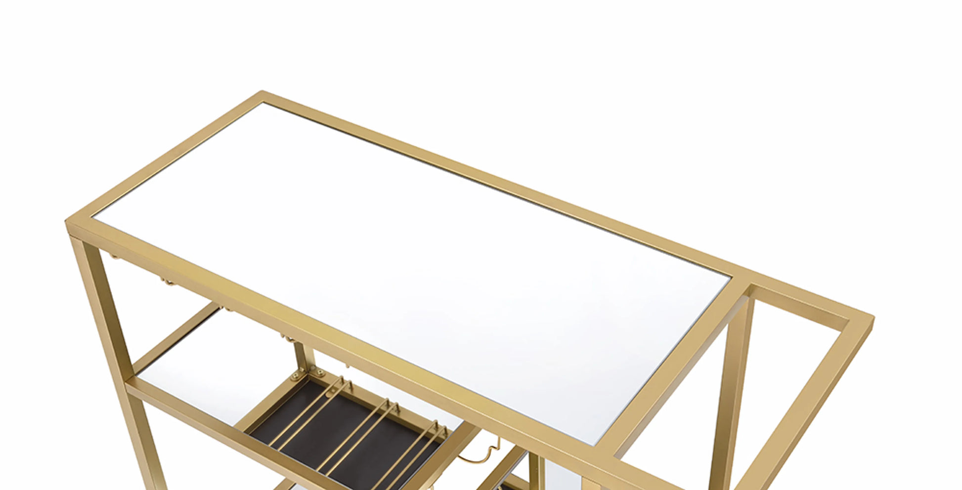 Gold And Clear Glass Serving Cart