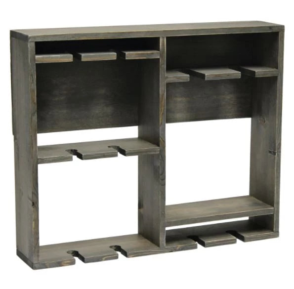 Elegant Designs Bartow Wall Mounted Wood Wine Rack Shelf with Glass Holder