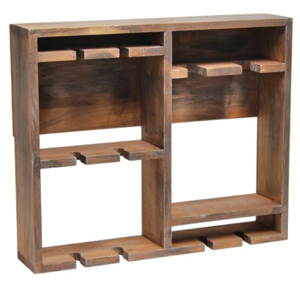 Elegant Designs Bartow Wall Mounted Wood Wine Rack Shelf with Glass Holder