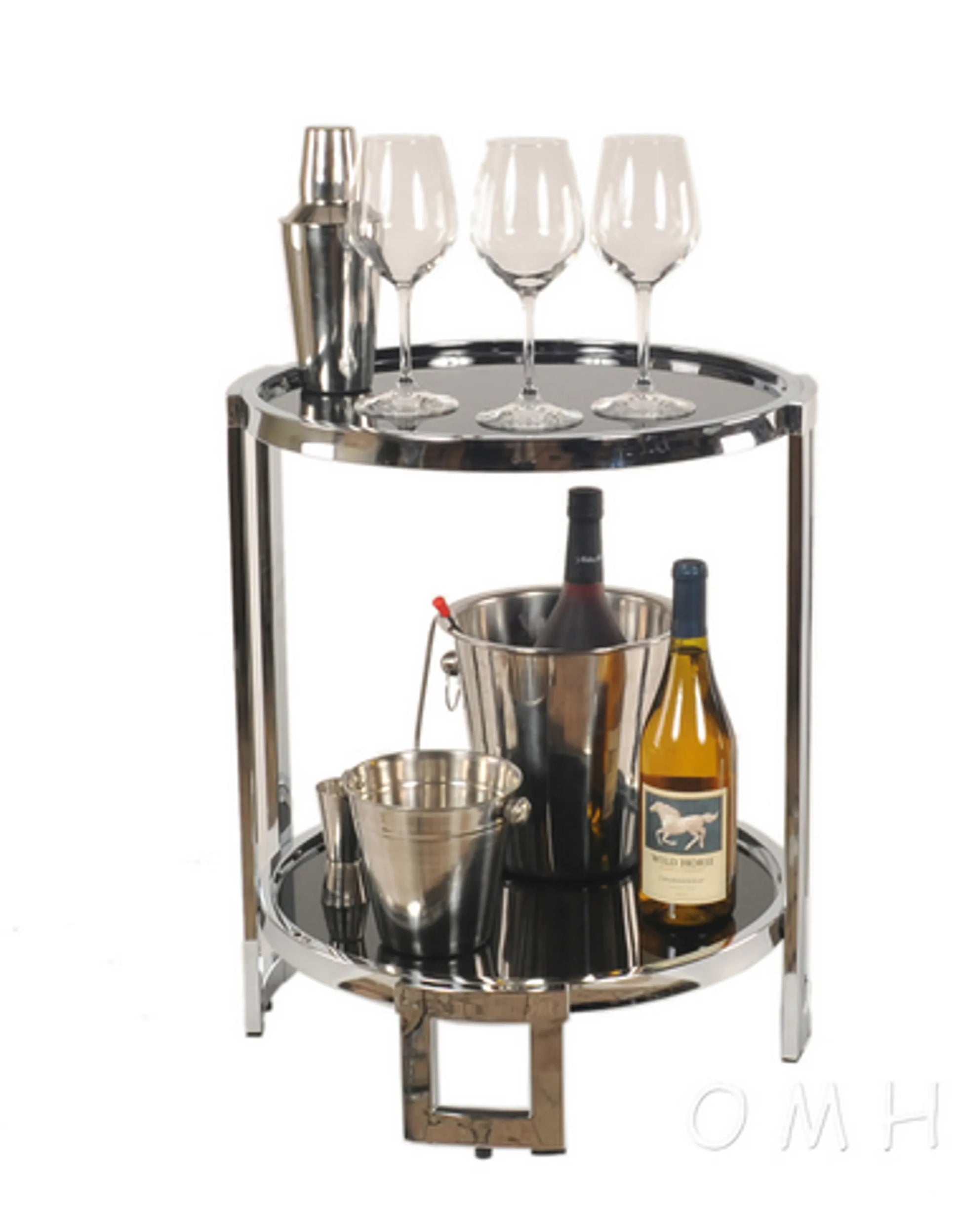 Chrome-Framed Round End Table